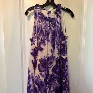 NWT Purple and white silk floral Taylor by Ann Taylor dress size 8